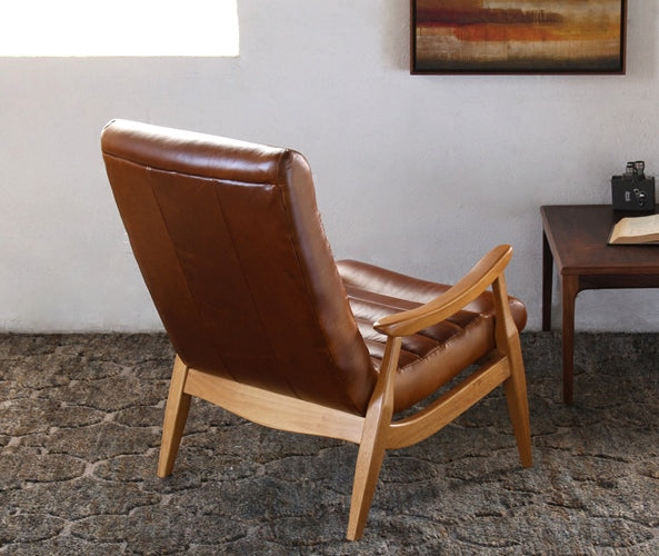 LC229 Danish Modern Lounge Chair in Caramel Leather