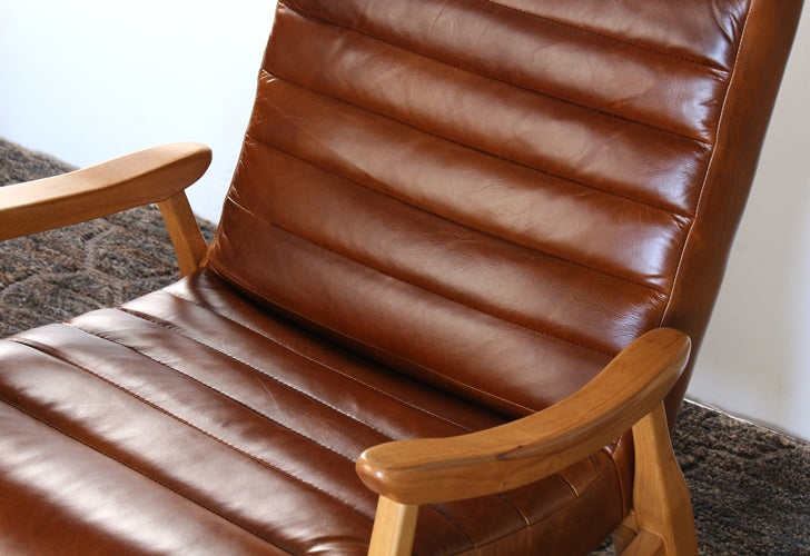 LC229 Danish Modern Lounge Chair in Caramel Leather
