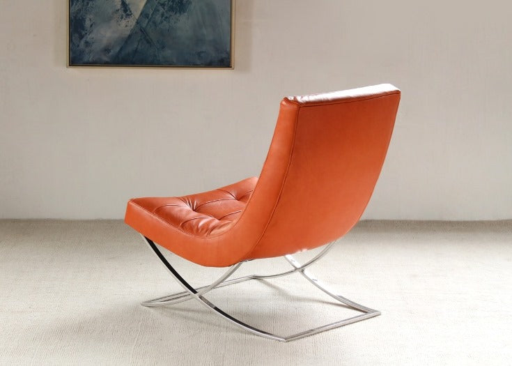 LC233 Tufted Lounge Chair in Burnt Orange Leather