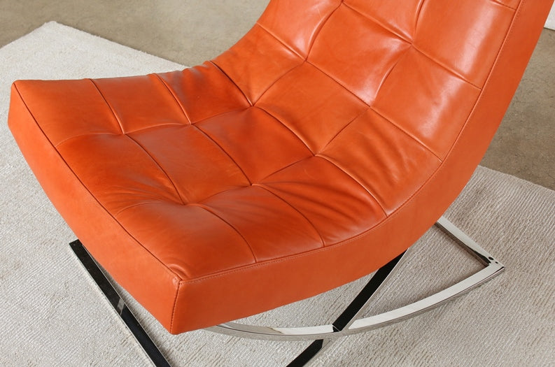 LC233 Tufted Lounge Chair in Burnt Orange Leather