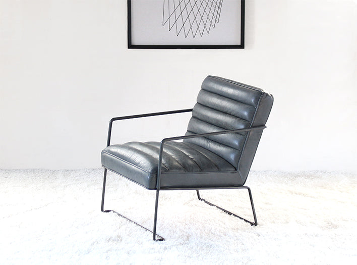 LC236 Jonas Lounge Chair in Gray Antique Leather 