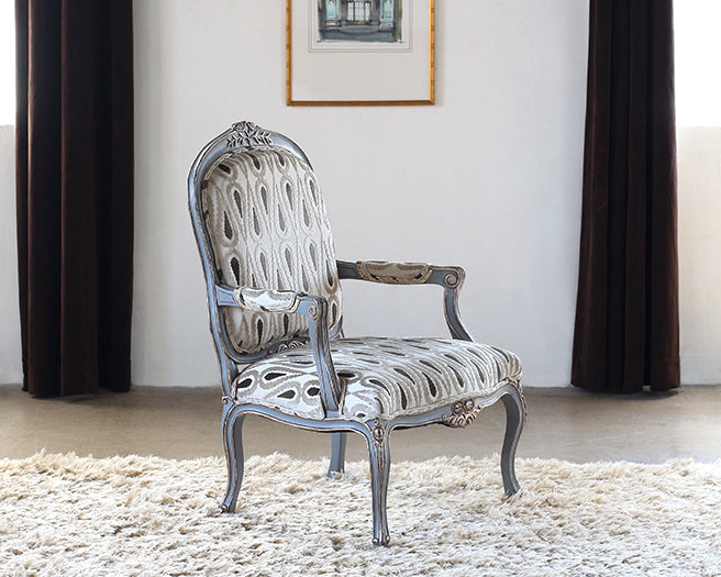 LC24P Louis XVI Style Bergere Chair with Paisley Upholstery