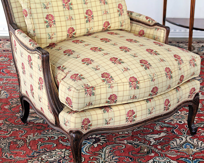 LC265 Yellow Floral Bergere Chair 
