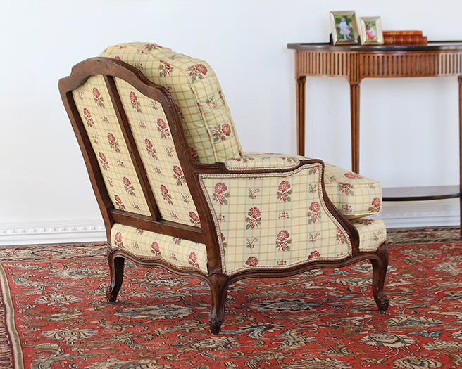 LC265 Yellow Floral Bergere Chair 