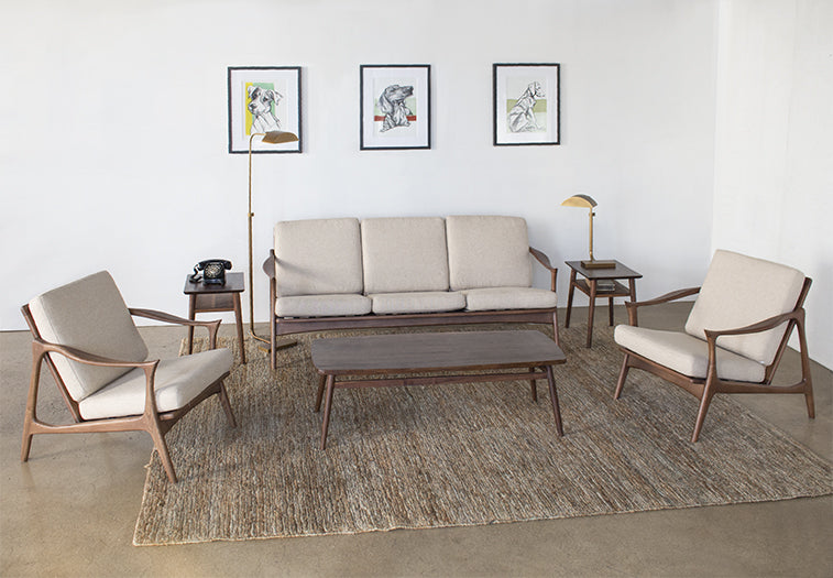 SF203 Danish Modern Sofa With Beige Upholstery