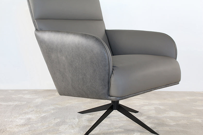 LC300 - Gray Leather Modern Side Chair 