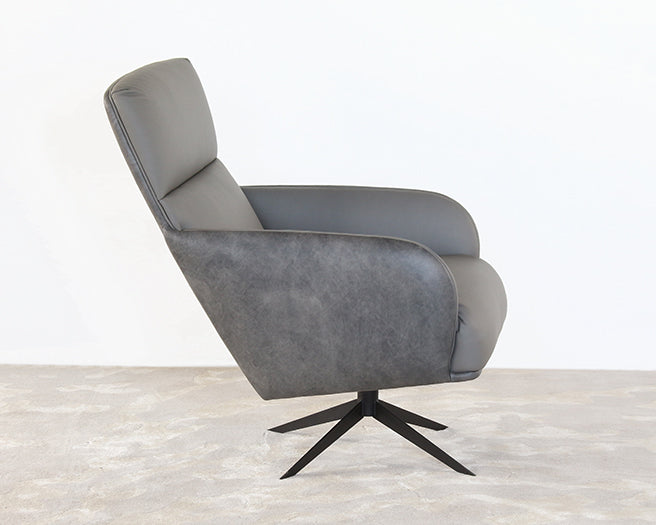 LC300 - Gray Leather Modern Side Chair 