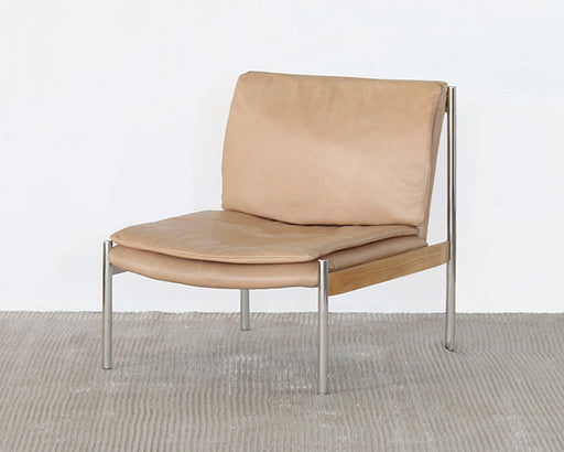LC301 - Buff Leather Lounge Chair With Steel And Ash Accents