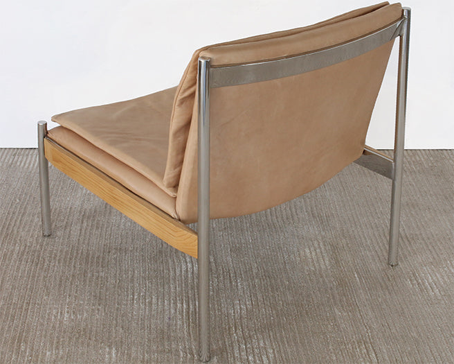 LC301 - Buff Leather Lounge Chair With Steel And Ash Accents
