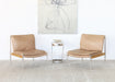 LC301 - Buff Leather Lounge Chair With Steel And Ash Accents