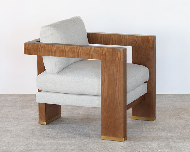 LC307 - Open Arm Lounge Chair With Natural Upholstery