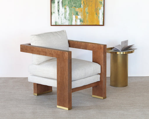 LC307 - Open Arm Lounge Chair With Natural Upholstery