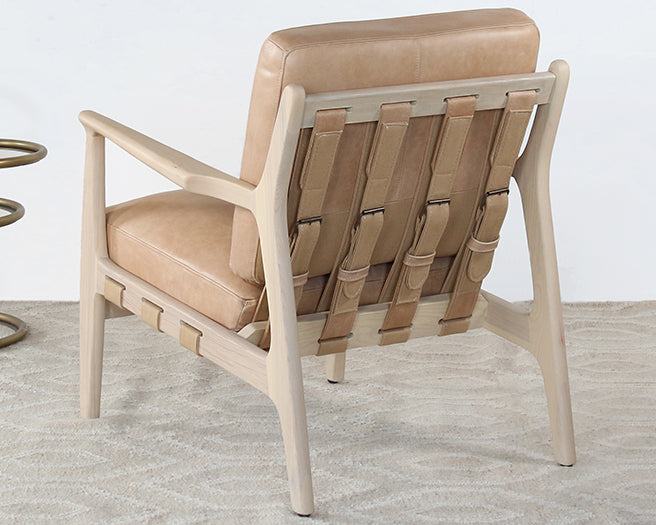 Whitewashed Ash Lounge Chair W/Tan Leather Seat