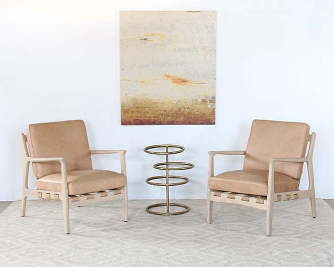 Whitewashed Ash Lounge Chair W/Tan Leather Seat