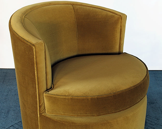 Swivel Lounge Chair In Mustard Velvet