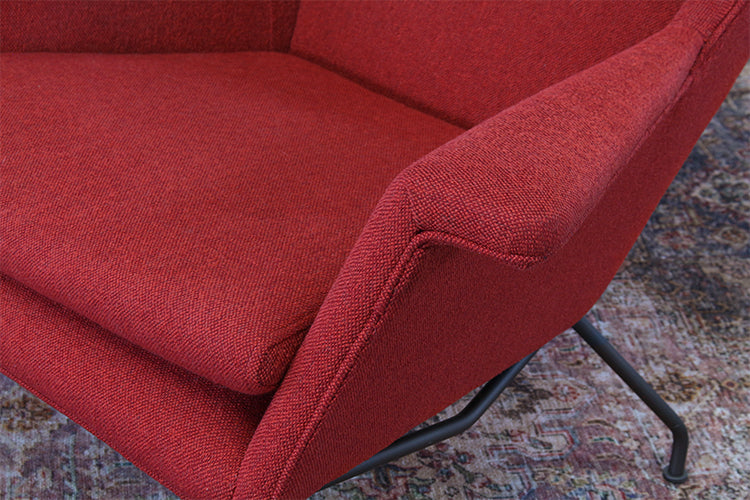 Mid Century Style Wing Chair In Poppy Red