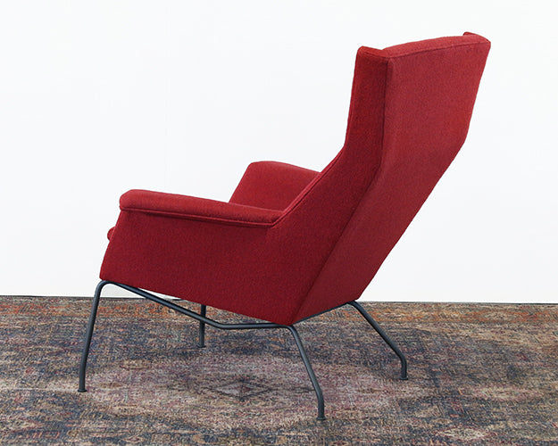 Mid Century Style Wing Chair In Poppy Red