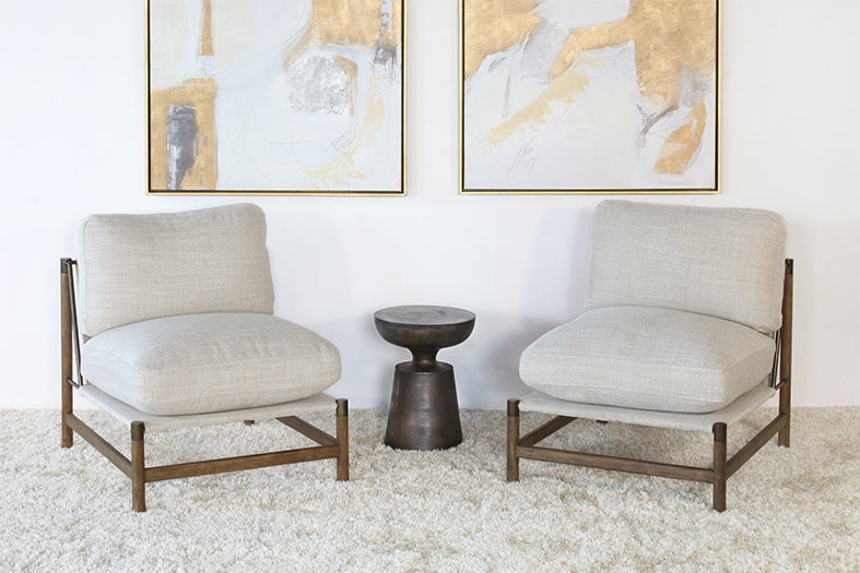 LC323 - Natural Taupe With Parawood Frame Lounge Chair 