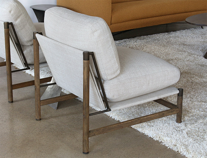 LC323 - Natural Taupe With Parawood Frame Lounge Chair 