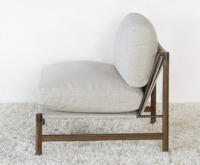 LC323 - Natural Taupe With Parawood Frame Lounge Chair 
