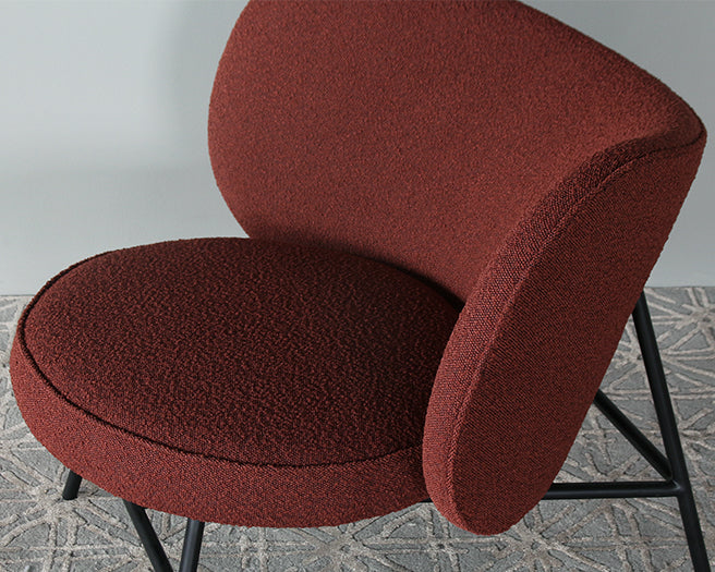 Curved Garnet Lounge Chair On Ebony Iron Frame