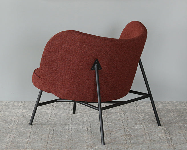 Curved Garnet Lounge Chair On Ebony Iron Frame