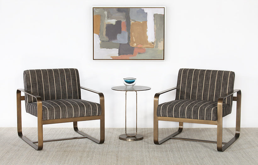 Brass Lounge Chair With Dusk Stripe