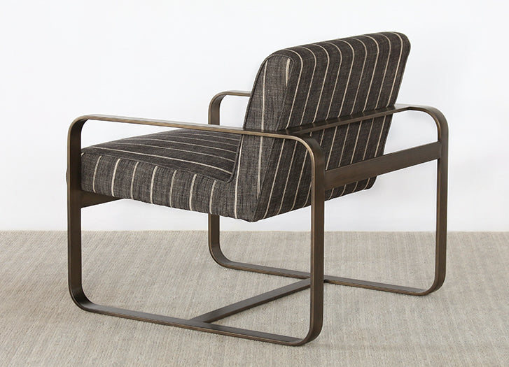Brass Lounge Chair With Dusk Stripe