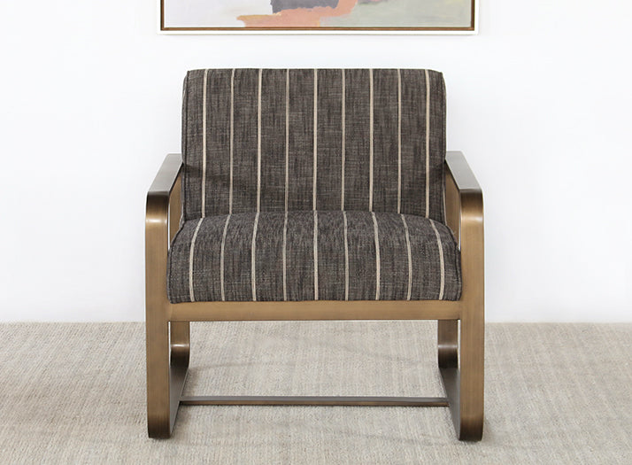 Brass Lounge Chair With Dusk Stripe
