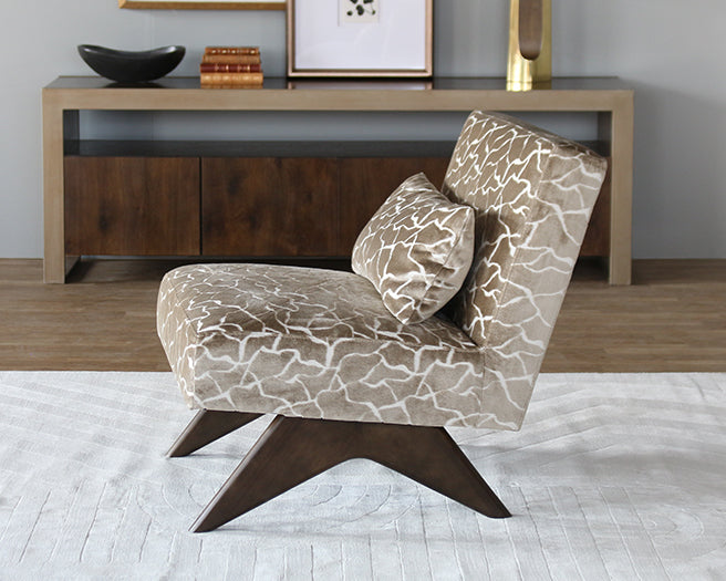 Taupe Cut Velvet Slipper Chair