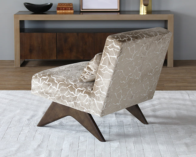 Taupe Cut Velvet Slipper Chair