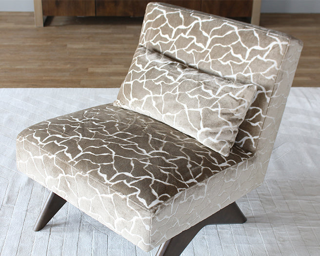 Taupe Cut Velvet Slipper Chair