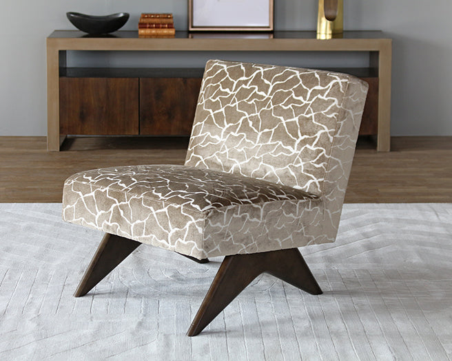 Taupe Cut Velvet Slipper Chair