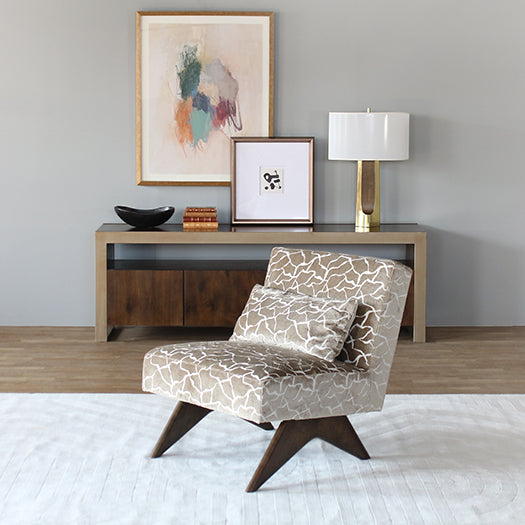Taupe Cut Velvet Slipper Chair
