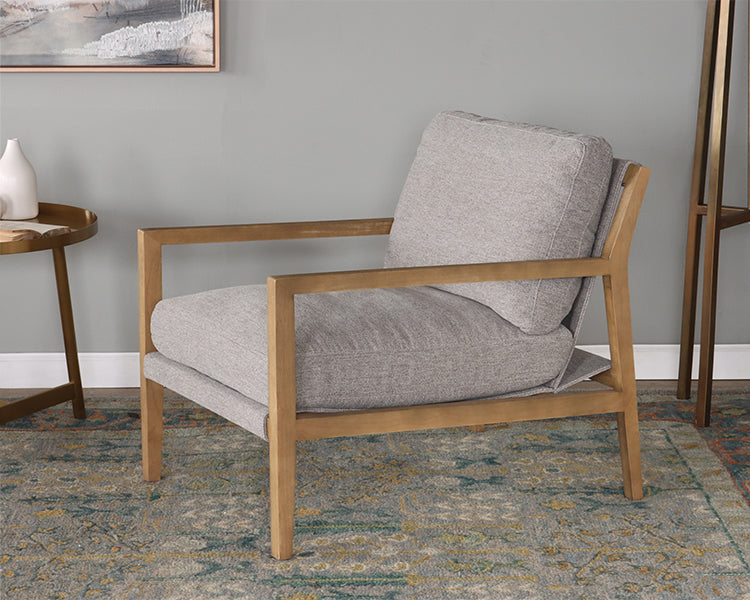 Natural Wood & Ash Grey Lounge Chair