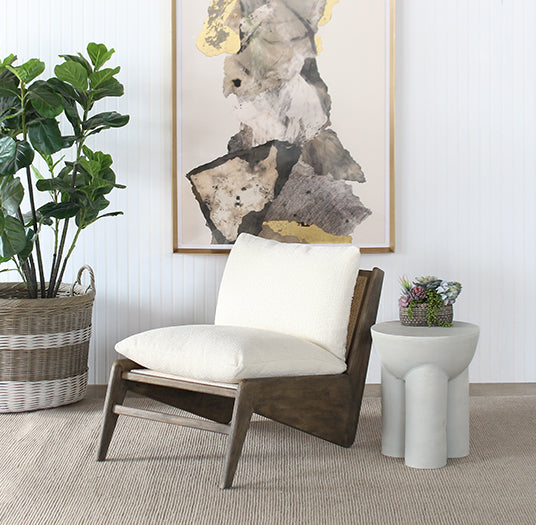 Textured Matte White Aluminum Accent Table