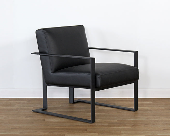 Black Leather Lounge Chair On Black Base