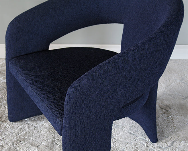 Deep Blue Boucle Three Leg Lounge Chair