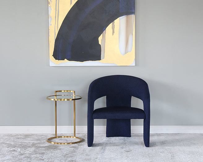 Deep Blue Boucle Three Leg Lounge Chair
