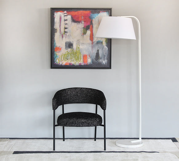 Matte White Floor Lamp W/ Marble Disc Base