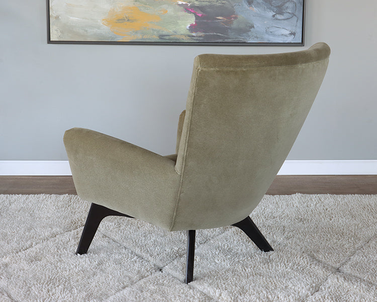 Green Velvet Lounge Chair and Ottoman