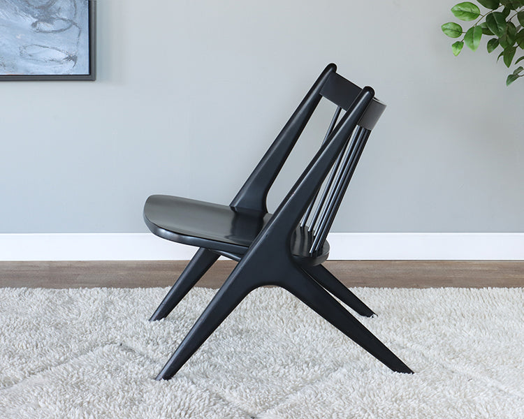 Black Wood Danish Style Lounge Chair