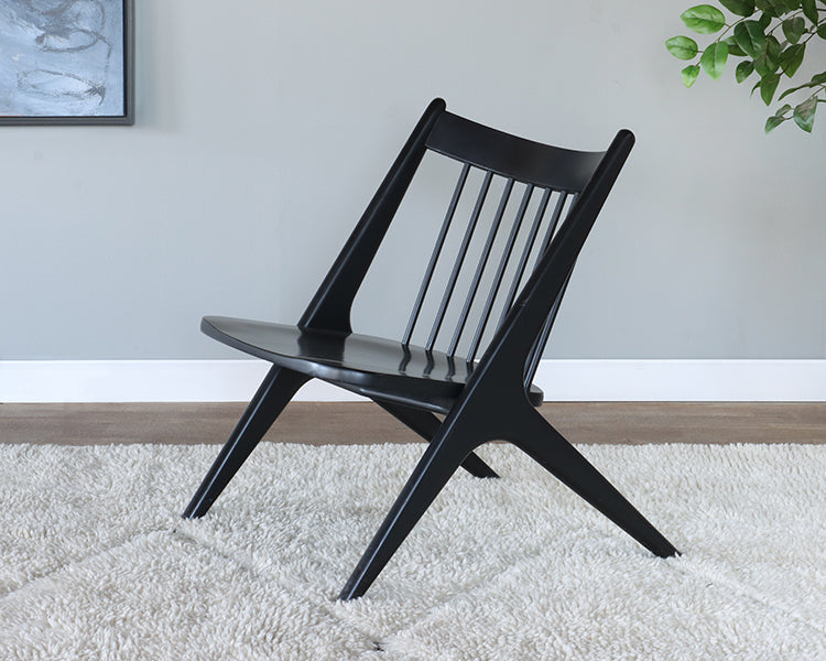 Black Wood Danish Style Lounge Chair