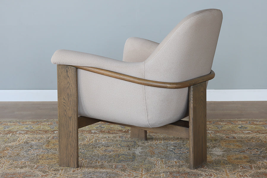 Curved Lounge Chair in Flax with Danish Wood Frame