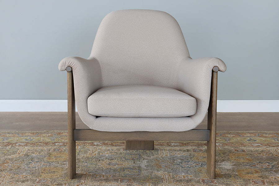 Curved Lounge Chair in Flax with Danish Wood Frame