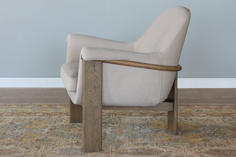 Curved Lounge Chair in Flax with Danish Wood Frame