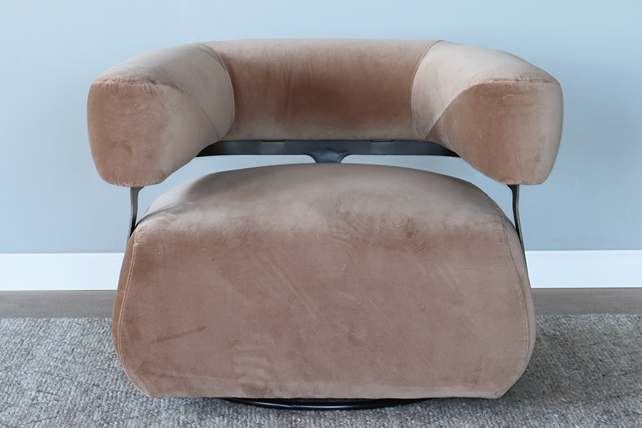 Fawn Velvet Bolster Swivel Lounge Chair
