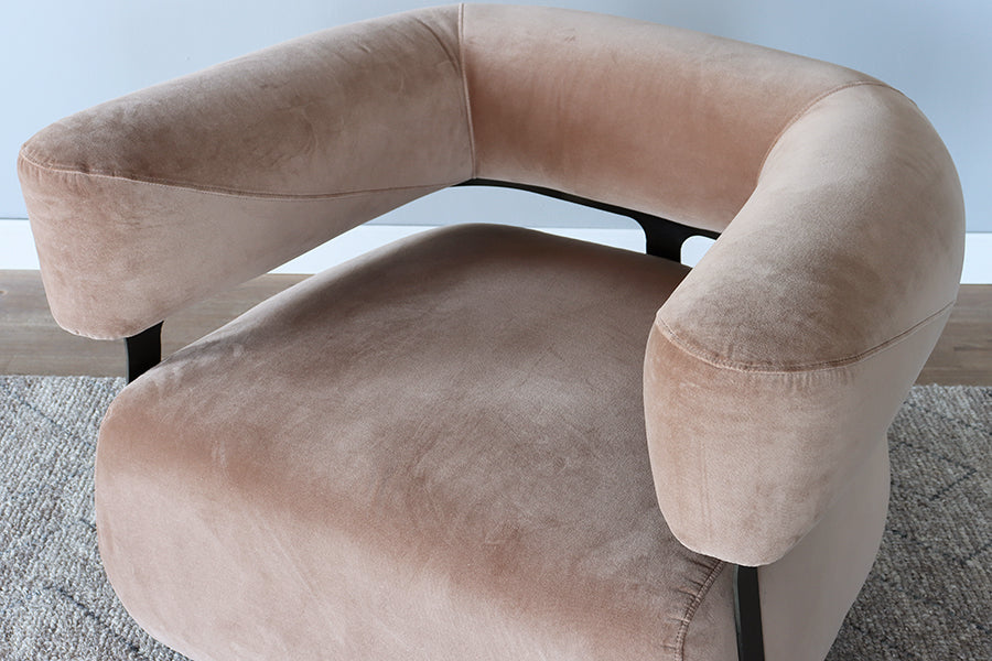Fawn Velvet Bolster Swivel Lounge Chair
