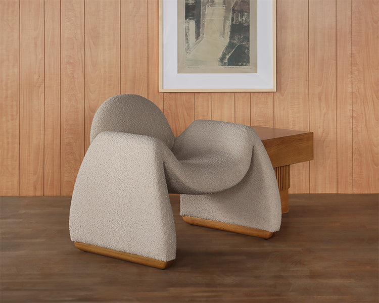 Sand Boucle Ribbon Lounge Chair