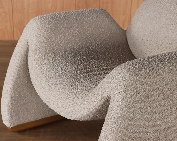 Sand Boucle Ribbon Lounge Chair